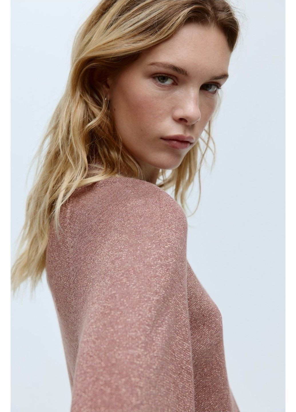 Женский блестящий топ тонкой вязки Н&М (58719) S Бежевый H&M (369483853)