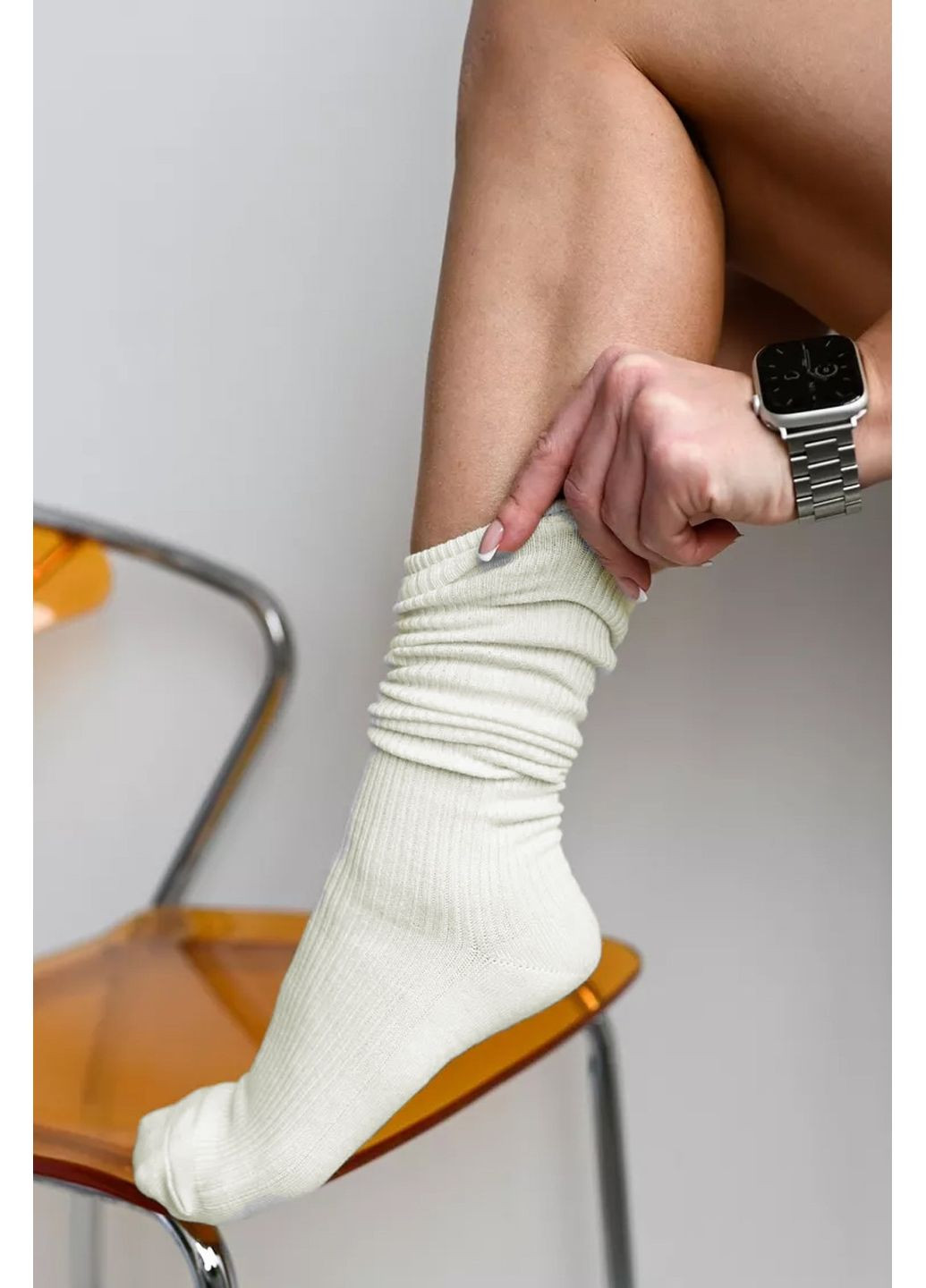 Молочні гольфи жіночі бавовняні в рубчик master 2751 Master Step (351582874)