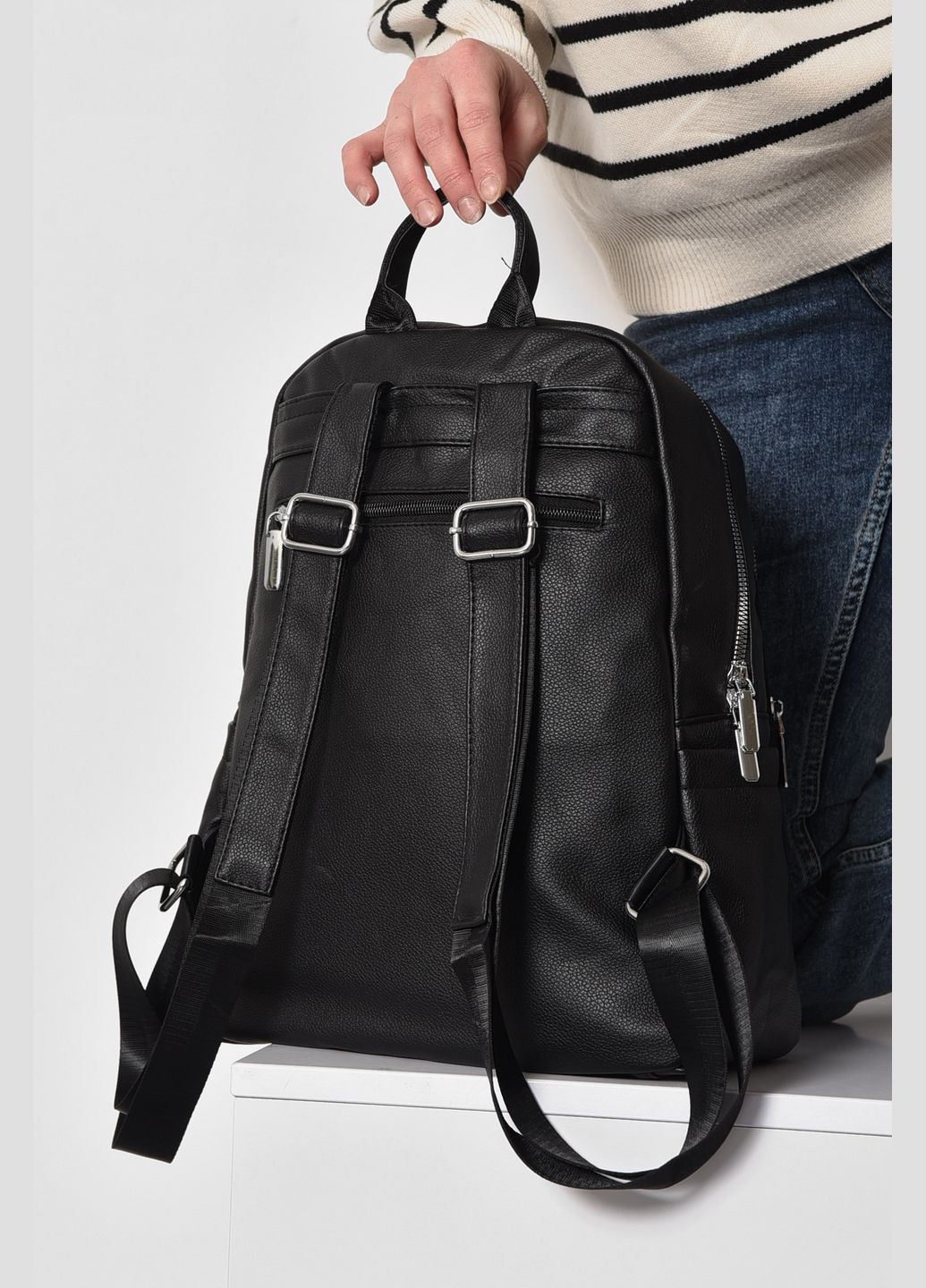 Жіночий рюкзак з екошкіри чорного кольору Let's Shop (278761319)