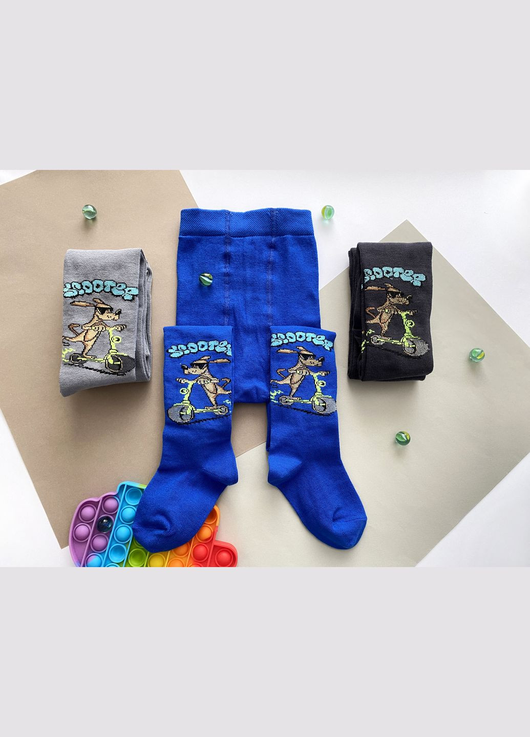 Детские колготки. Песик на самокате. Цвет: Темно-серый Крокус (338427319)