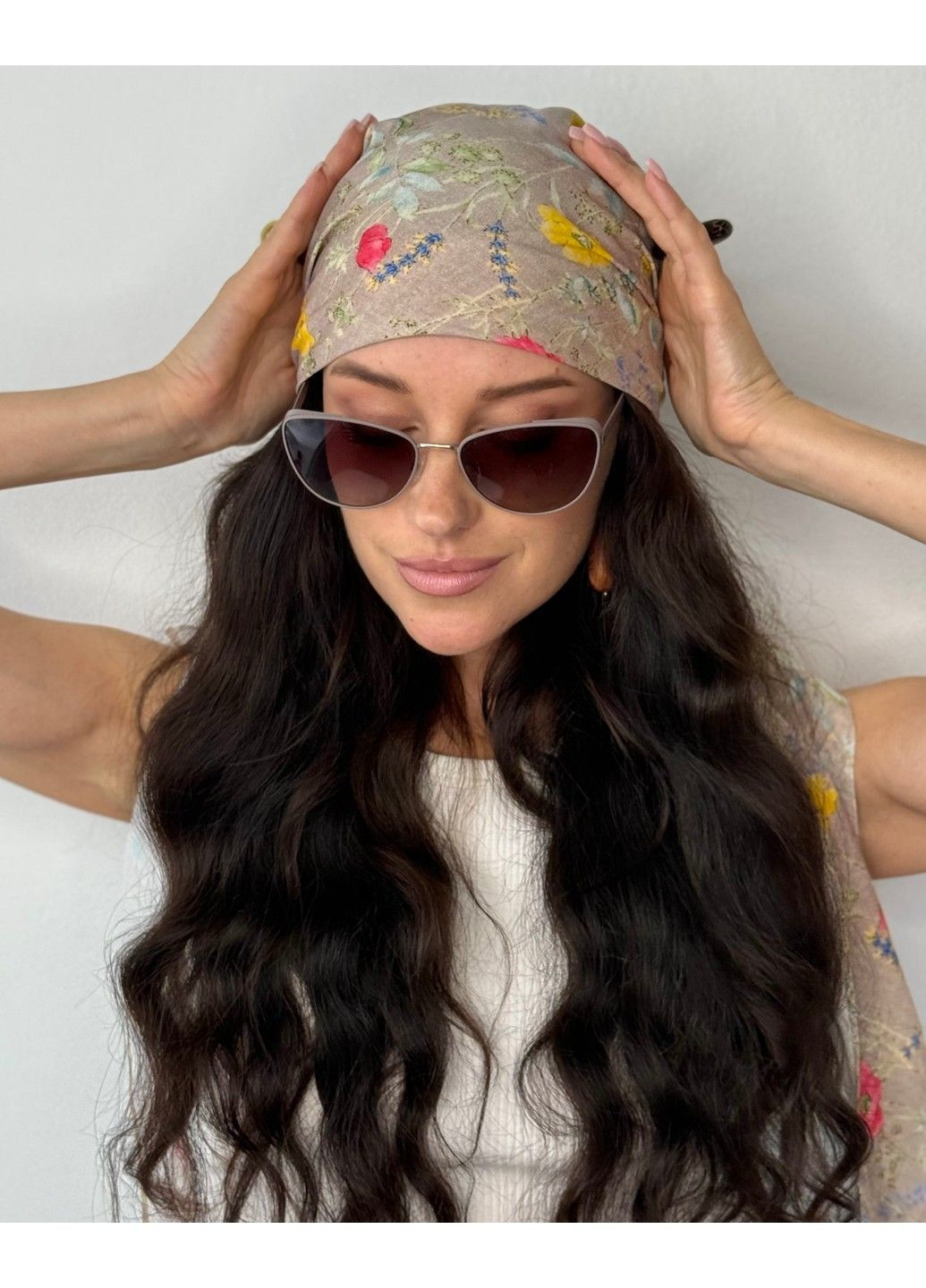 Бандана з імітацією хустки принт квіткове поле BANDANA QUEEN (371773061)