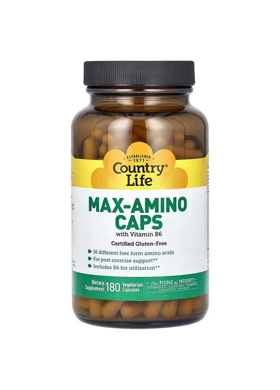 Аминокислоты с витамином В6 Max-Amino 180 капсул Country Life (380910947)