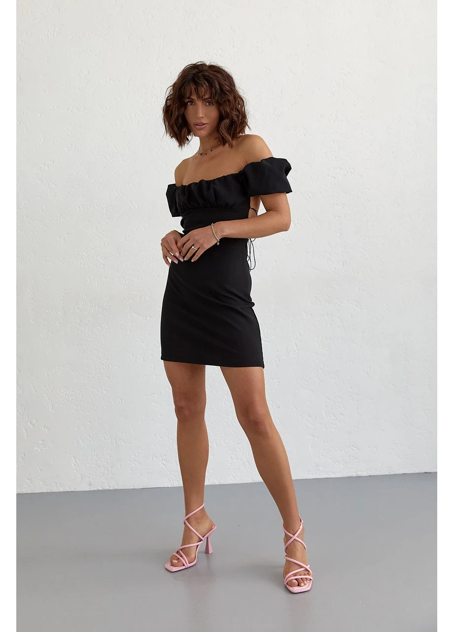 Черное кэжуал платье Lurex однотонное