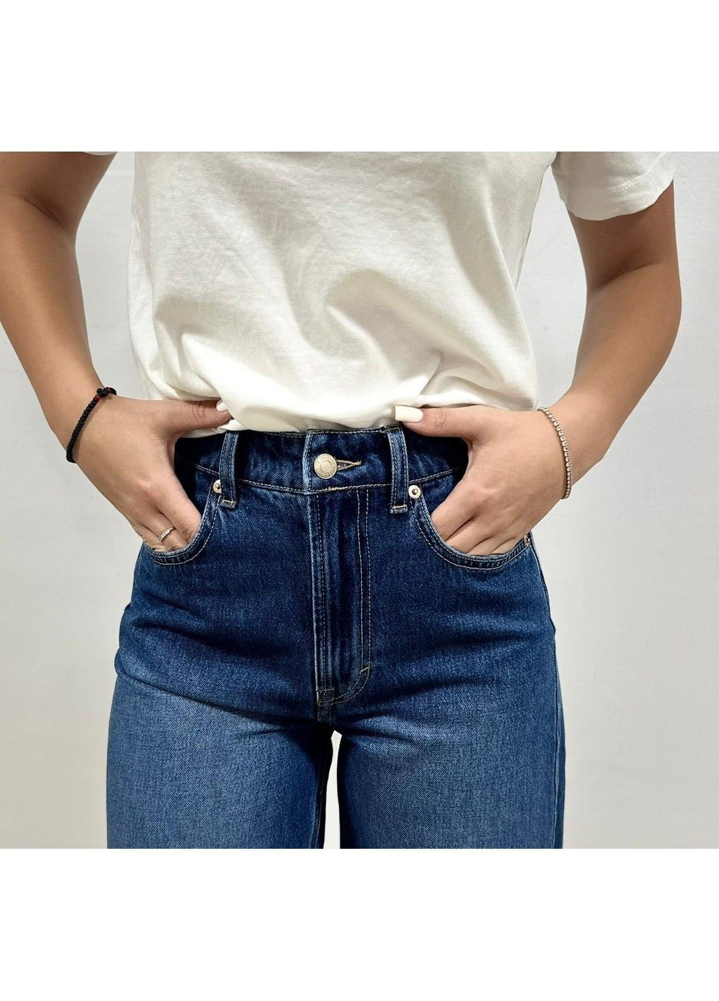 Женские шорты бермуды High waist (58480) W34 Темно-синие H&M (345064887)