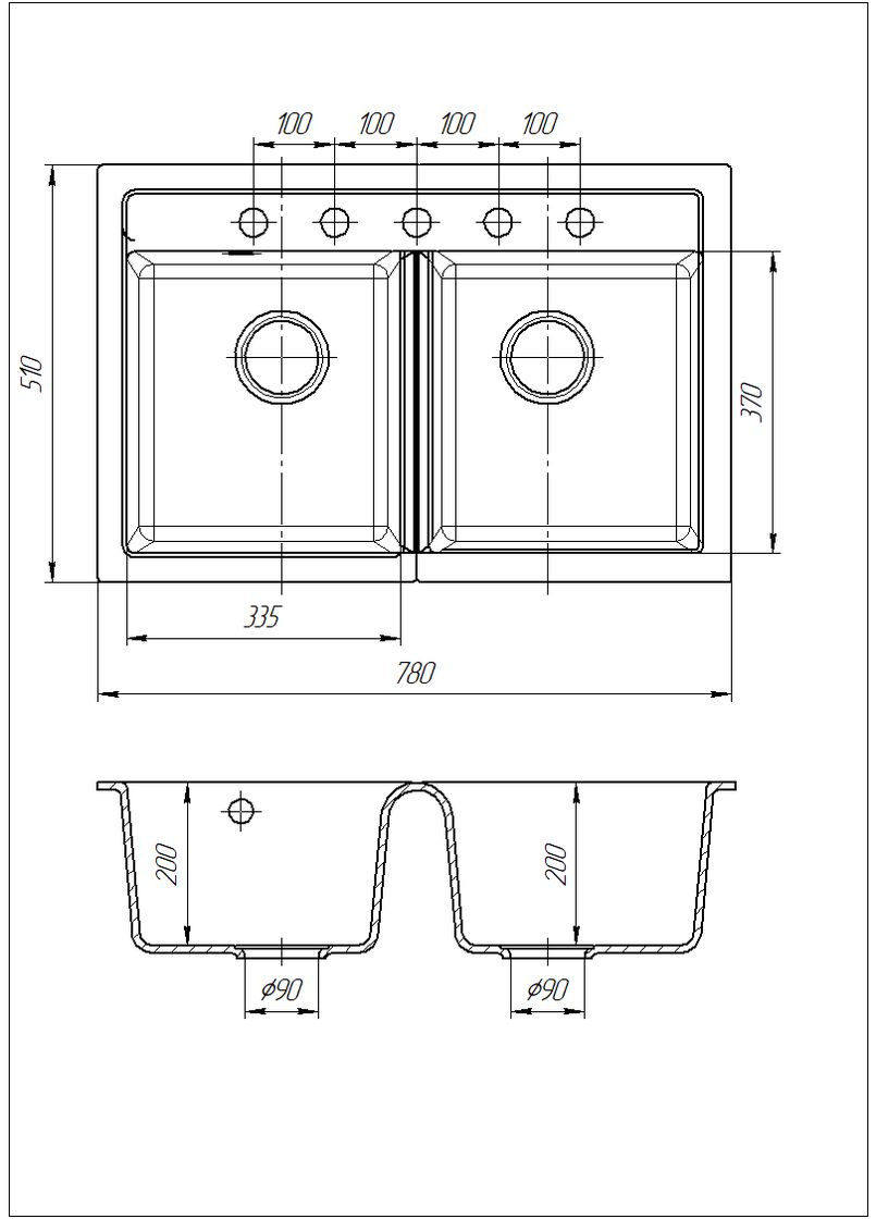 Кухонная мойка Valuri 782D Grafit (201) Romzha (315604350)