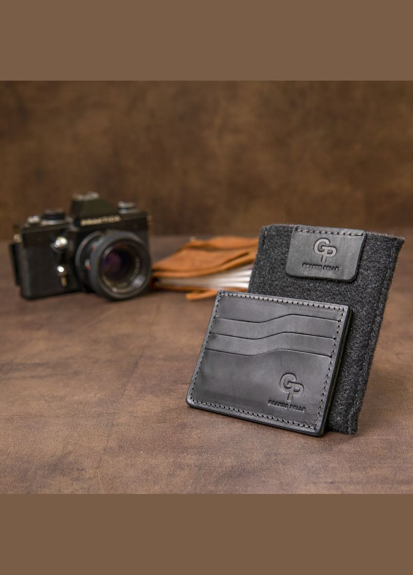 Практичный кожаный картхолдер 11499 Черный Grande Pelle (331908356)