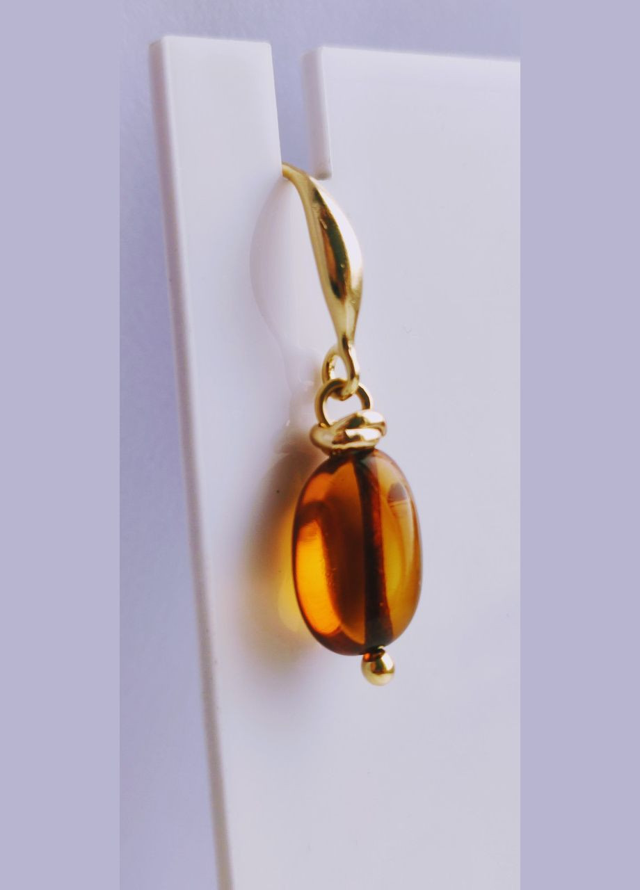 Сережки 2699 з натурального бурштину Медовий відтінок MINOV (311310535)