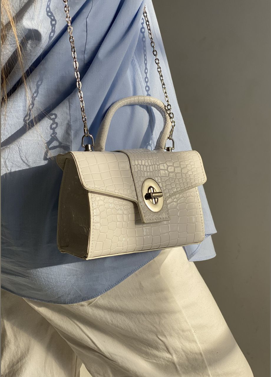 Жіноча сумка 305 крос-боді рептилия через плече біла No Brand (292631160)