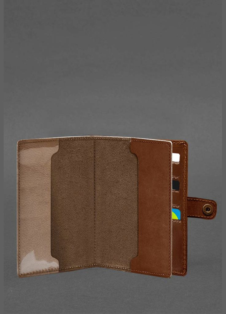 Шкіряна обкладинка-портмоне для військового квитка 15.0 світло-коричнева Crazy Horse (A-027874) BlankNote (329186732)