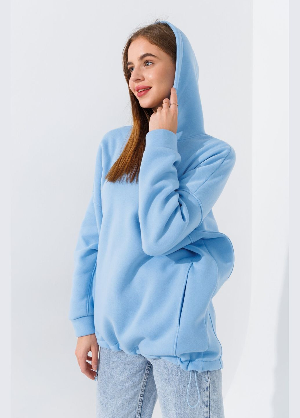 Худі однотонний жіночий 2440 Блакитний shop (2000990834775) On me (339108100)