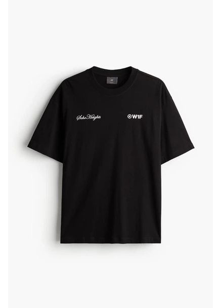 Черная футболка loose fit мужская черная м с коротким рукавом H&M