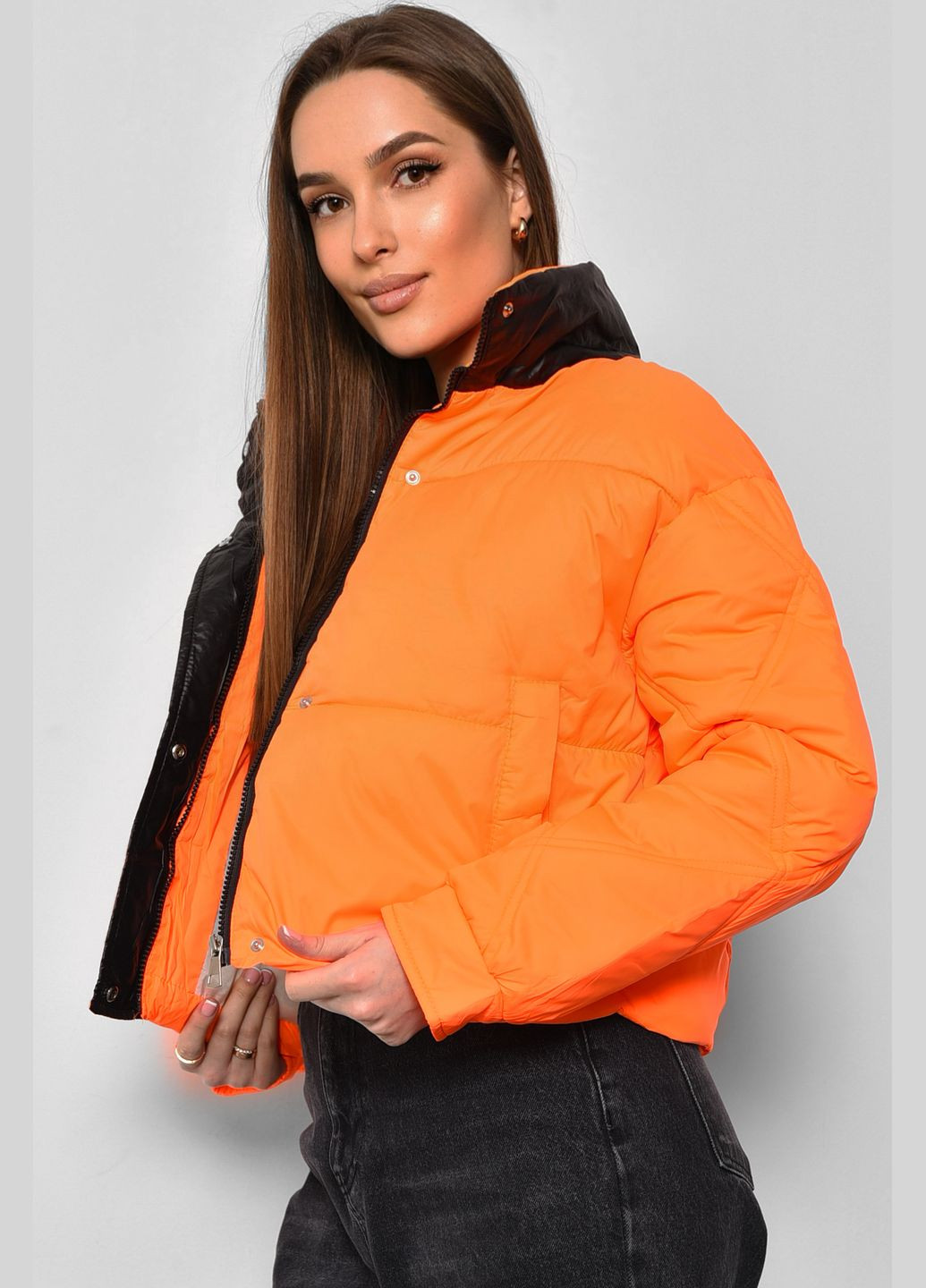 Оранжевая демисезонная куртка женская демисезонная оранжевого цвета Let's Shop