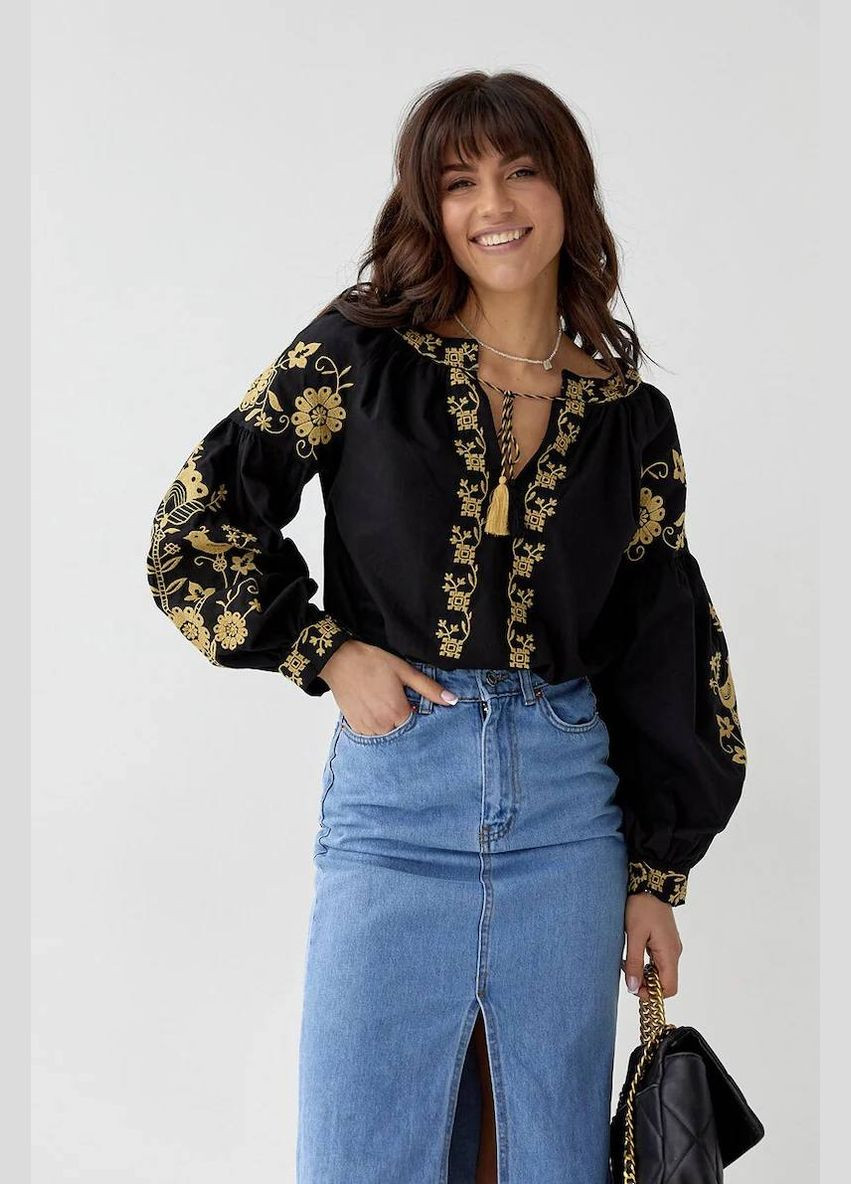 Чорна вишиванка Garna візерунок орнамент вільна бавовна, поліестер (282954682)