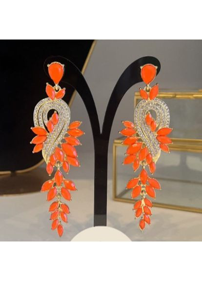 Серьги бижутерия длинные Оранжевые No Brand (361081034)
