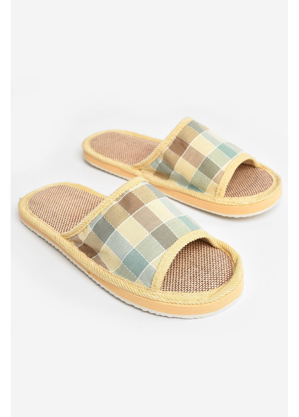 Цветные тапочки домашние женские разноцветные в клеточку Let's Shop