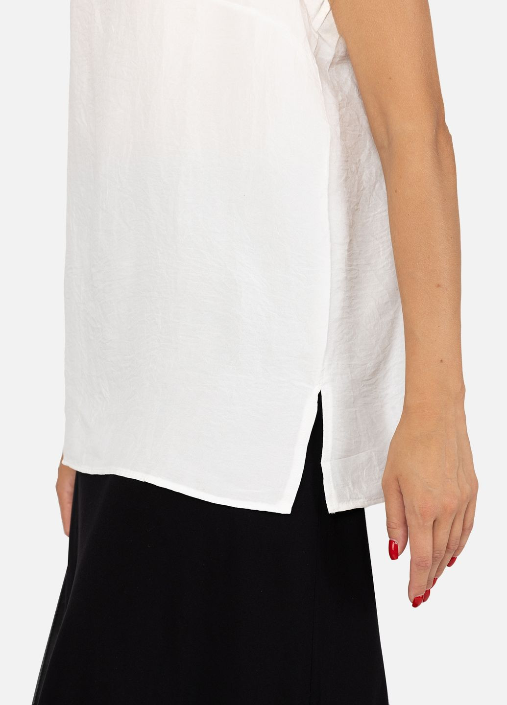 Белая женская блуза с коротким рукавом цвет белый цб-00256402 Mass