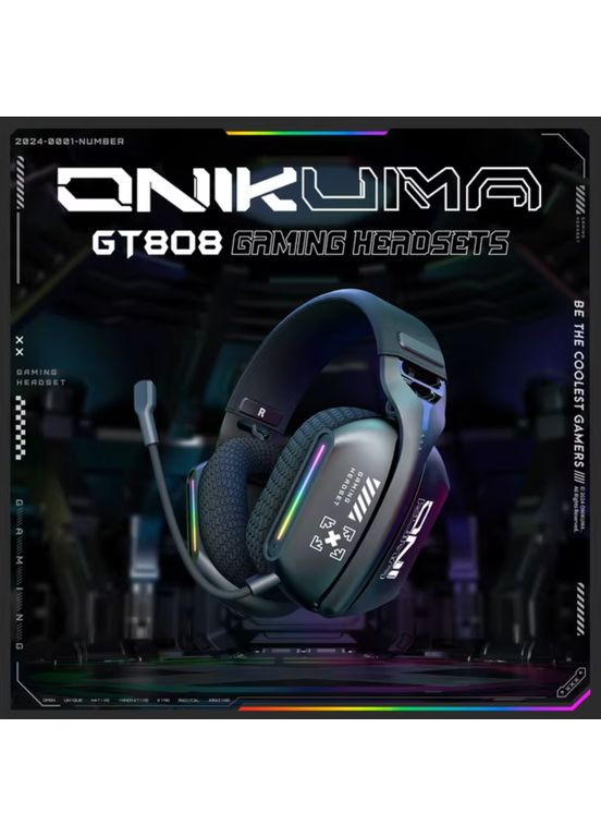 Игровые беспроводные наушники GT8О8L с микрофоном | Bluetooth 5.3 + 2.4G + AUX RGB-подсветка Для ПК, PS4, PS5, Xbox Onikuma (365752626)