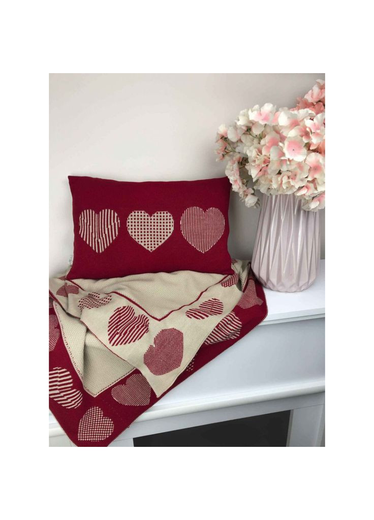 Плед вязаный Сердца 100х150 см (4823093436794) Прованс (348057917)