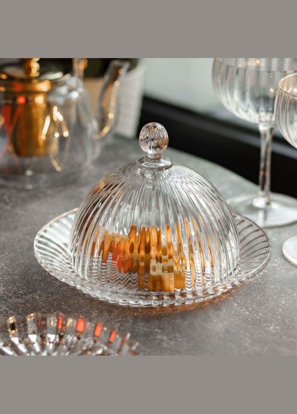 Блюдо для закусок с крышкой стеклянное 20 см Yiwu (328440263)