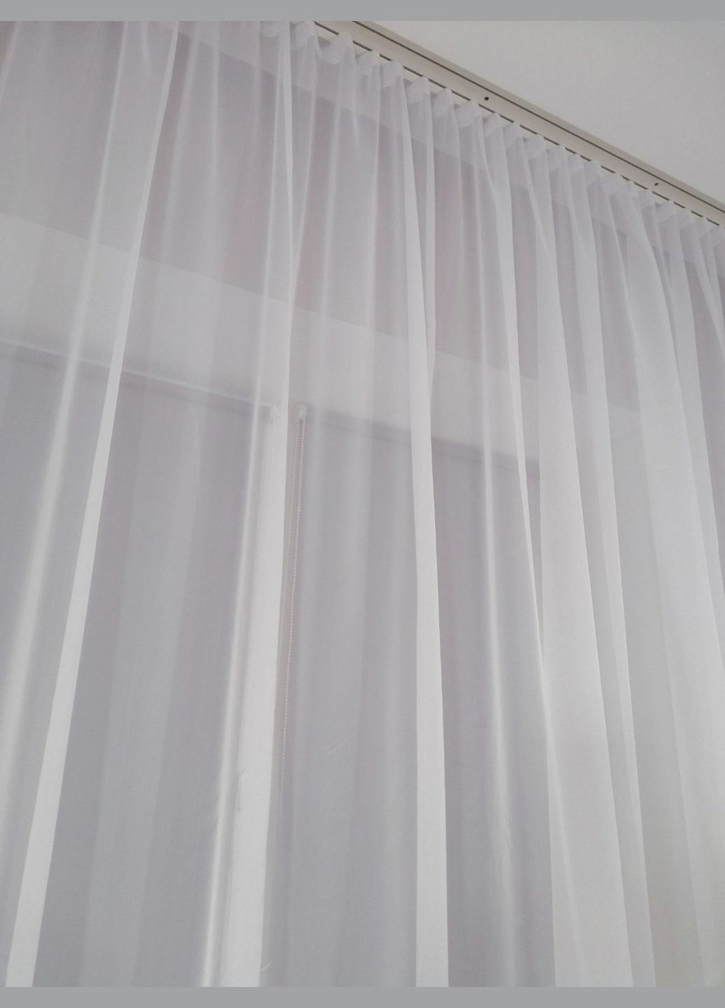 Тюль вуаль шифон білий з пришитою тесьмою 300*250 см No Brand Тюль вуаль шифон (331899522)