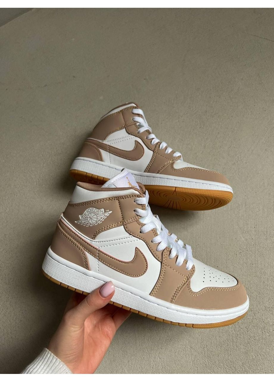 КРОСІВКИ ЖІНОЧІ NIKE AIR JORDAN 1 RETRO BEIGE НАЙК АІР ДЖОРДАН No Brand бежеві демісезони (368868683)