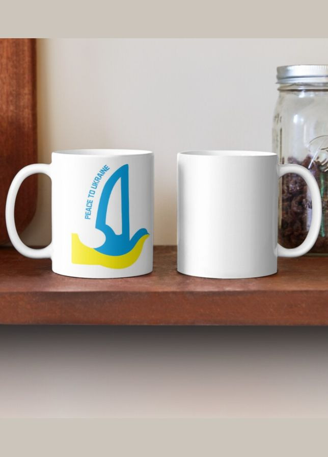 Чашка Керамічна Кружка з принтом Peace to Ukraine голуб Біла 330 мл Orca (317320160)