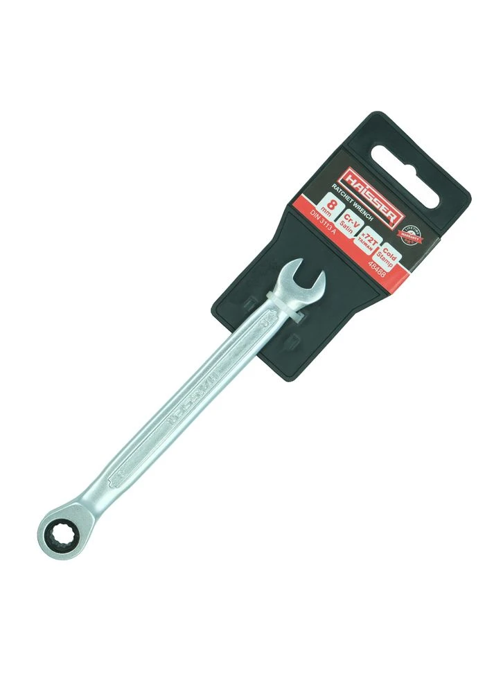 Ключ з тріскачкою CRV Cold Stamped 8мм з підв. 48488 (136241) Haisser (317546064)