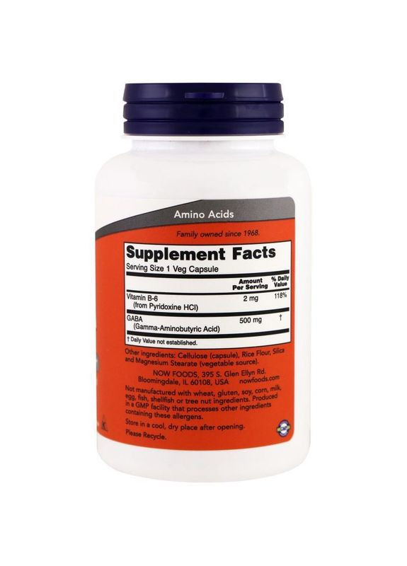 Now Gaba / Габба 500 мг в капсулах №100 Now Foods (307500563)