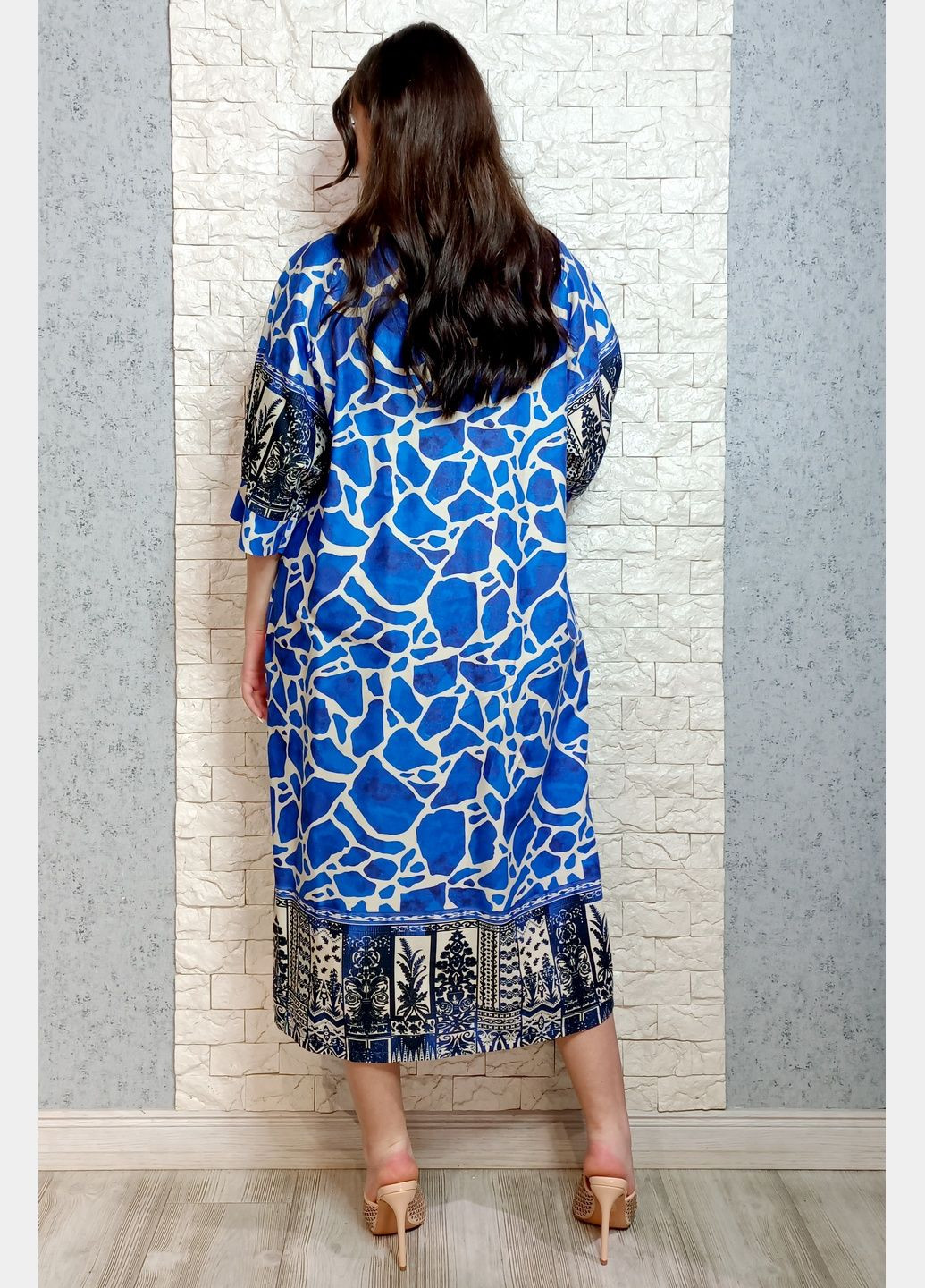 Синя повсякденний, кежуал сукня оверсайз New Collection з абстрактним візерунком