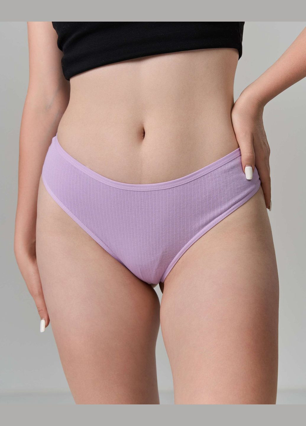 Жіночі труси-стринги пастельні батал - в рубчик 5 шт Nicoletta (342119678)