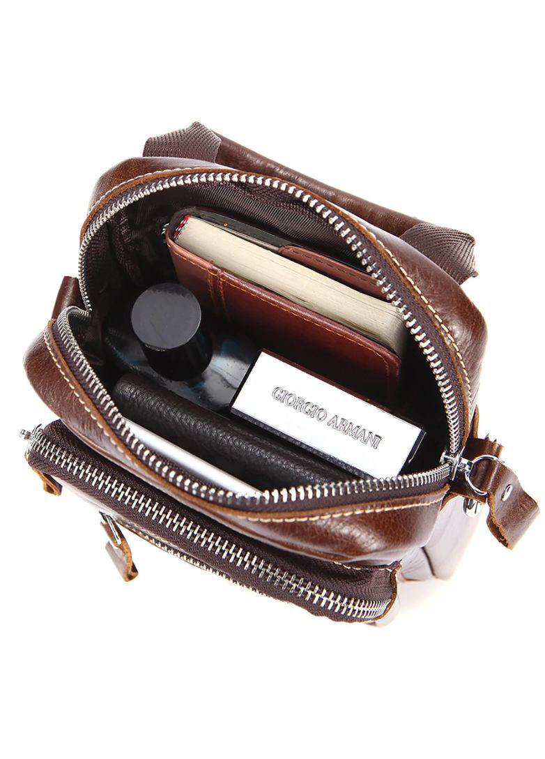 Сумка-барсетка на пояс чоловіча шкіряна 20012 Коричнева Vintage (329150073)