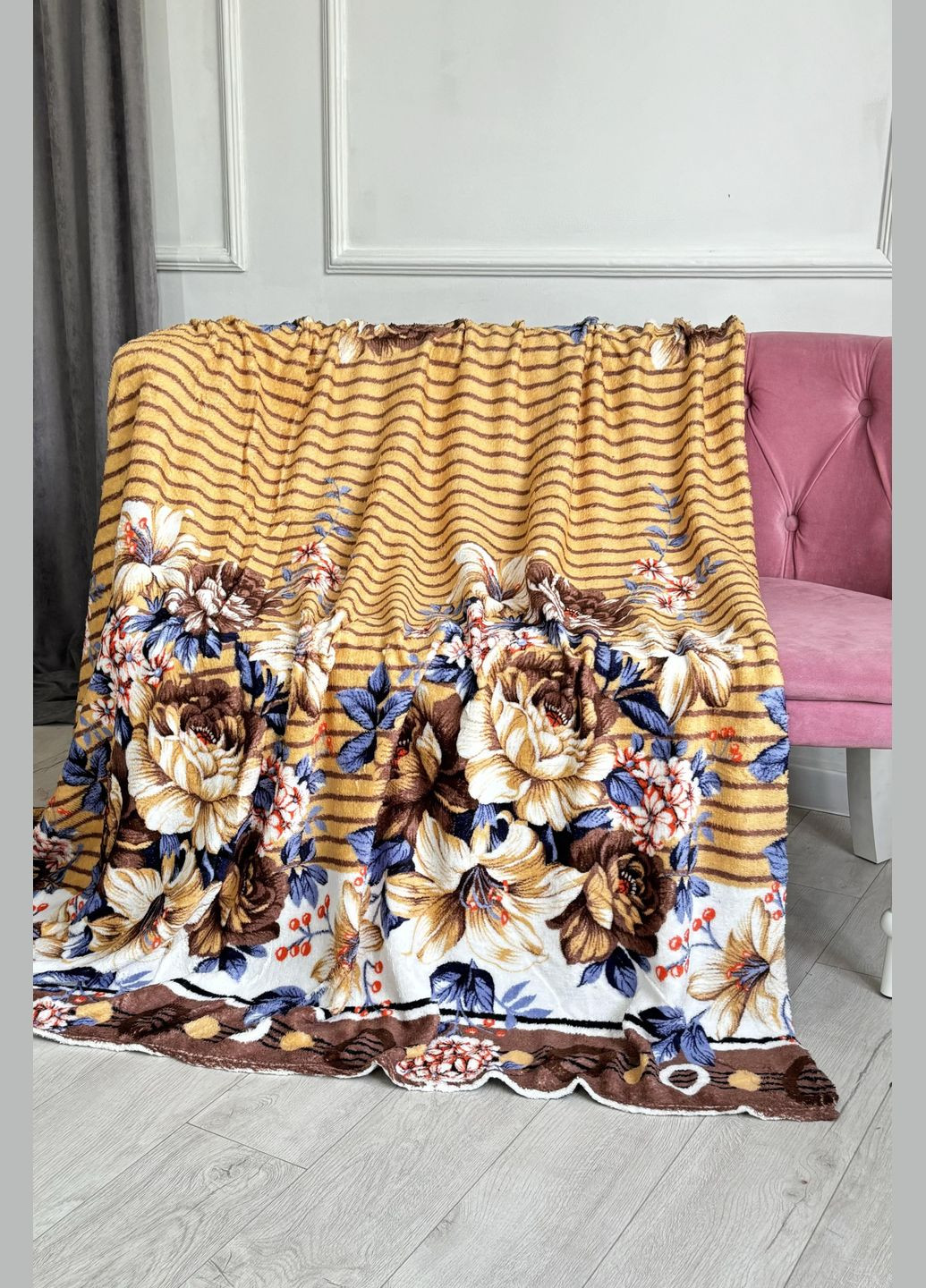 Плед оранжевого цвета с принтом размер 200*230 Let's Shop (301764144)