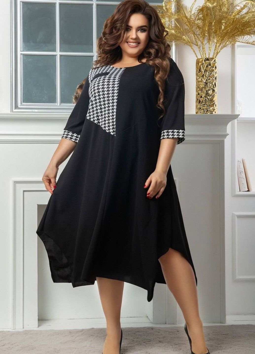 Чорна повсякденний сукня міді асиметричного крою Україна