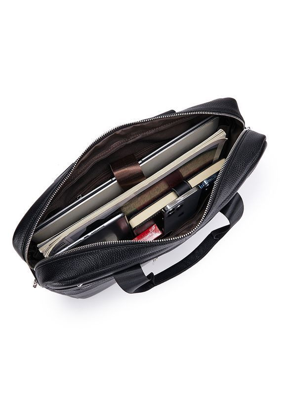 Классическая мужская деловая сумка из натуральной кожи Qvant 2000 - Черная Tiding Сумки для ноутбуків (366889758)