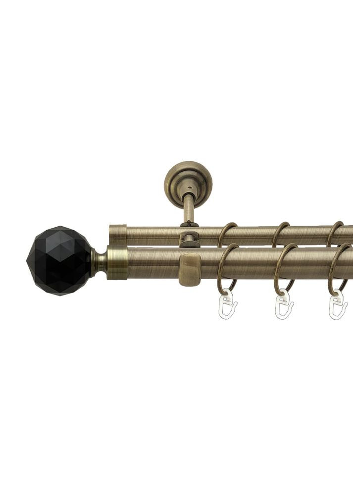 Карниз Люмиера Неро металлический двухрядный открытый гладкая труба Антик 25\16 мм 200 см (00-00024365) ORVIT (300844408)