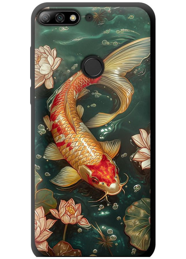 TPU черный чехол 'Мелодия Лотоса' для Endorphone Huawei Y7 Prime 2018 (291128609)