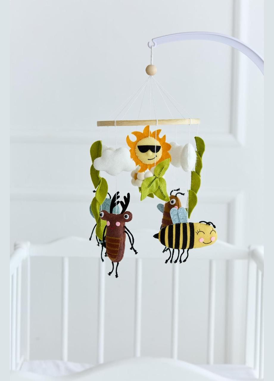 Дитячий музичний мобіль на ліжечко для немовлят WoollyFox "Жучки та бджілки" на 35 мелодій No Brand (342757876)