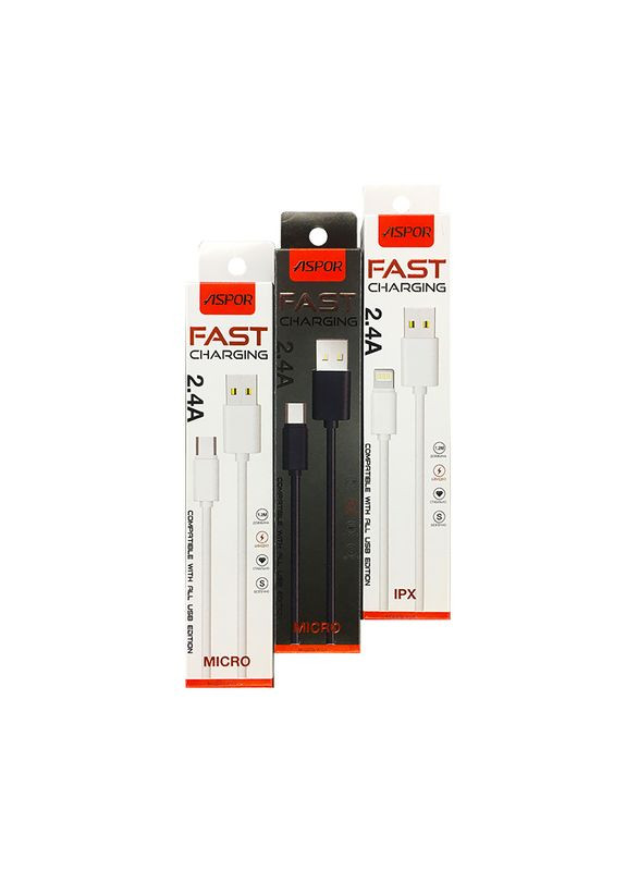 Кабель A103 Eco USB – Micro 2.1A/1.2м- черный Aspor (367602654)