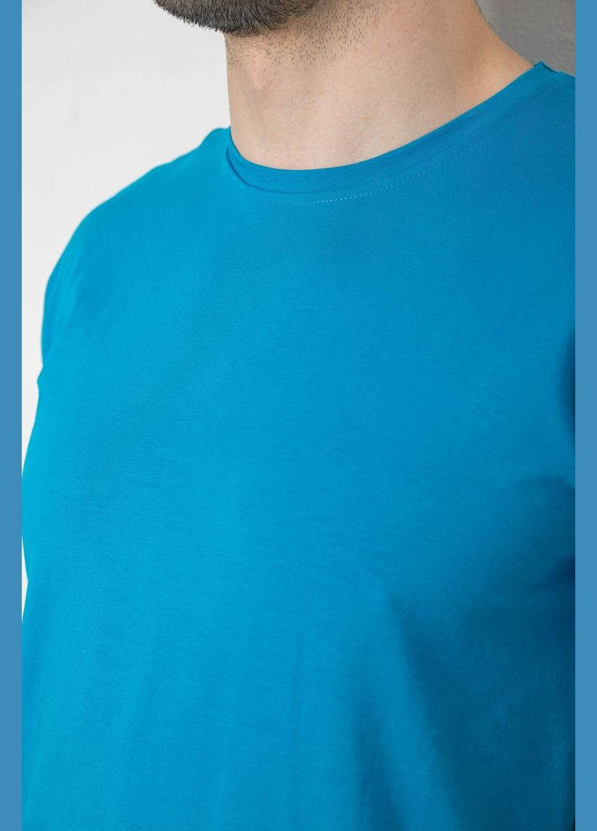 Бирюзовая футболка мужская однотонная базовая темно-синяя размер l (sku_244r2405) с коротким рукавом No Brand