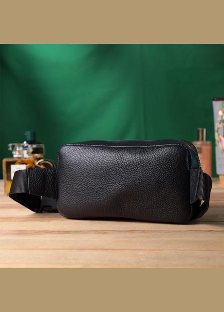 Сумка на пояс через плечо мужская для телефона и для документов кожаная маленькая сумочка Черный 35948 Shvigel (337671217)