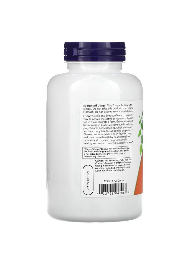 Натуральна добавка Green Tea Extract 400 mg, 250 вегакапсул Now (333993354)