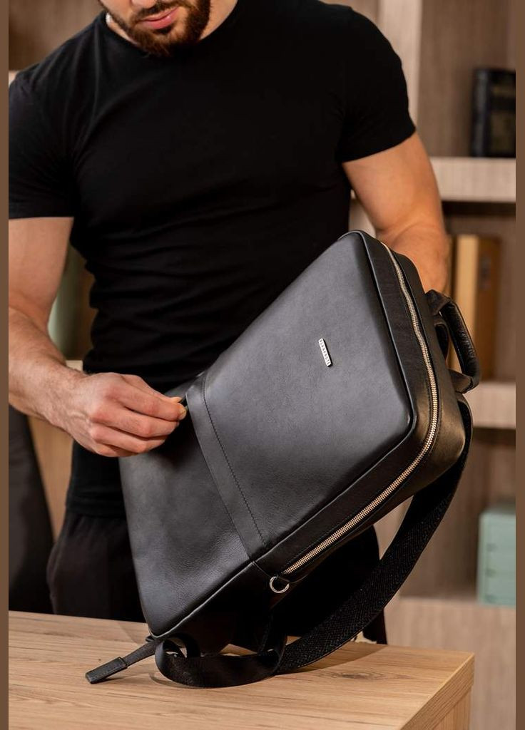 Чорний шкіряний чоловічий рюкзак Foster 1.0 (A-026817) BlankNote (330144429)