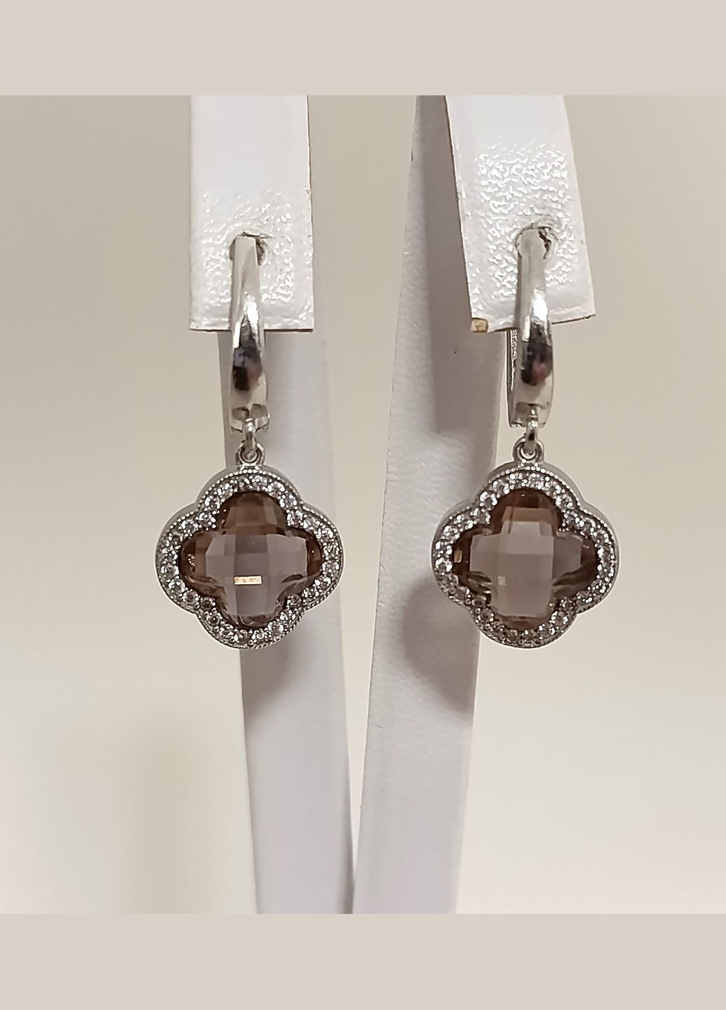 Серьги серебряные с султанитом "Клевер" СЛВЦ/С-слт No Brand Сережки (330033562)