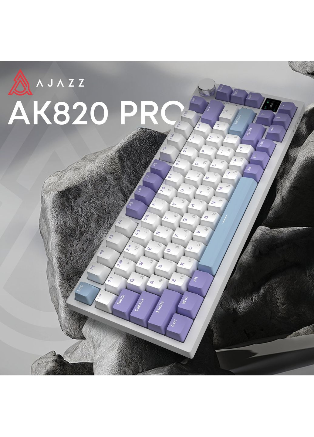 Клавиатура беспроводная AK820 Pro Flying Fish Switch Purple RGB With Screen (AK820PRO-FF-PWB) Ajazz (351559721)