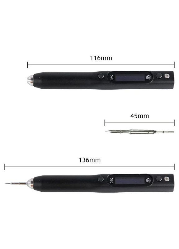 Портативний паяльник Sequre S20 жалом C115 з підтримкою PD2.0/3.0, QC2.0/3.0 PD (303699622)