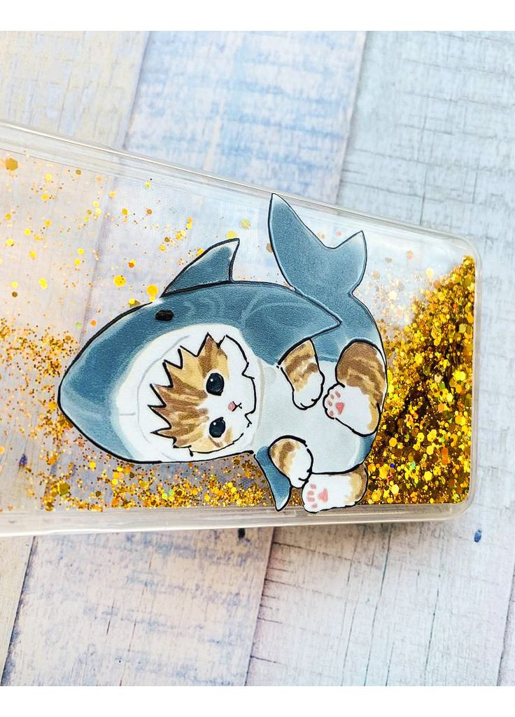 Чехол с плавающими блестками на Samsung Galaxy A50 (2019) A505F A30s A307 Золотой:: Котёнок (принт 120) Creative (360708119)