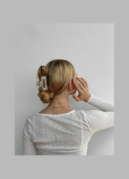Краб для волоса 7 см бежевый Женский аксессуар для волос Miso (293241648)