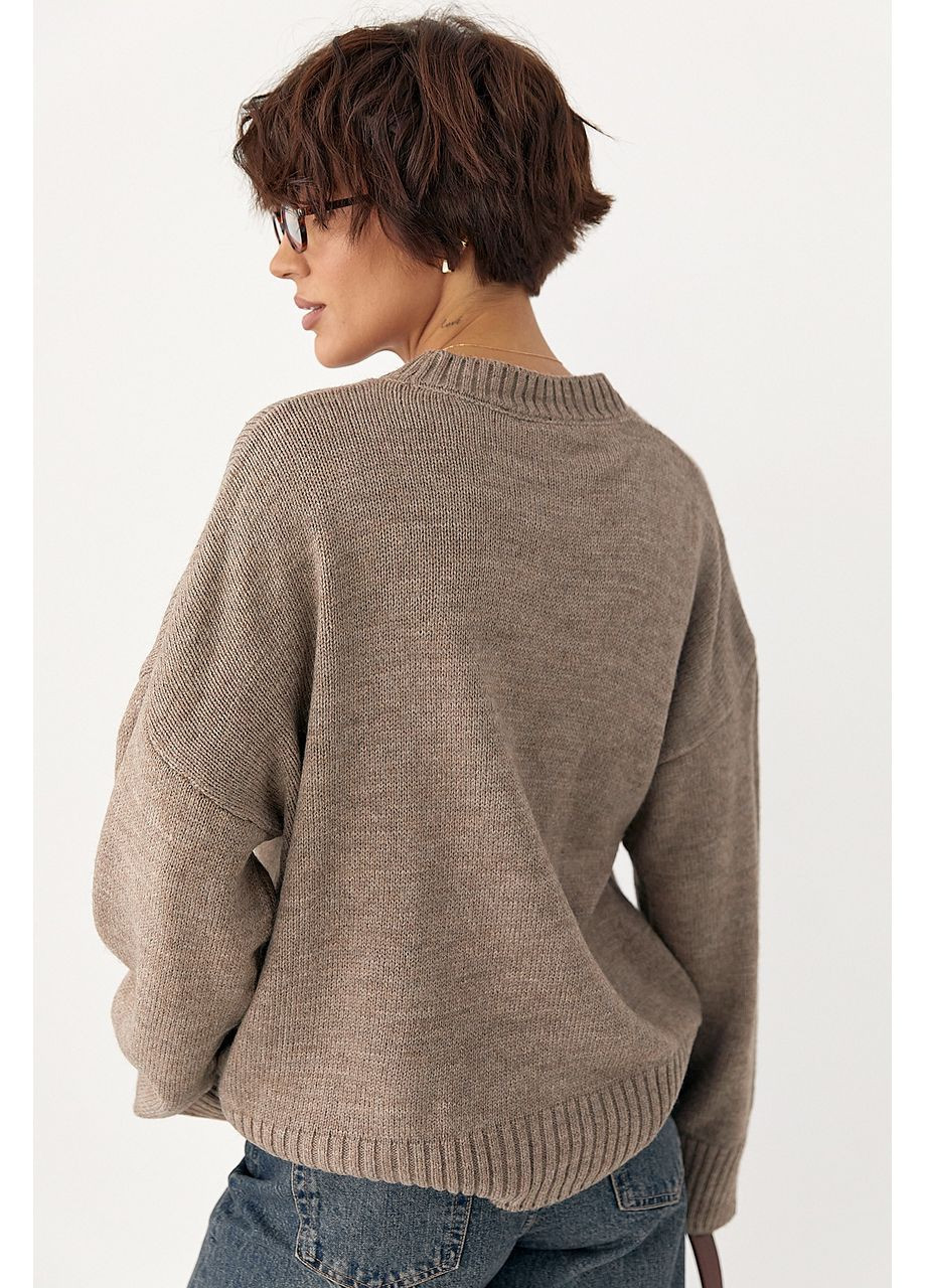 В'язана однотонна кофта вільного фасону - кавовий колір Lurex (364967783)