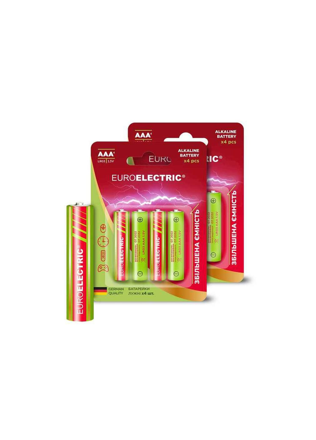Батарейка щелочная LR03/AAA 4штшт 1,5V PE blister Euroelectric (361316831)