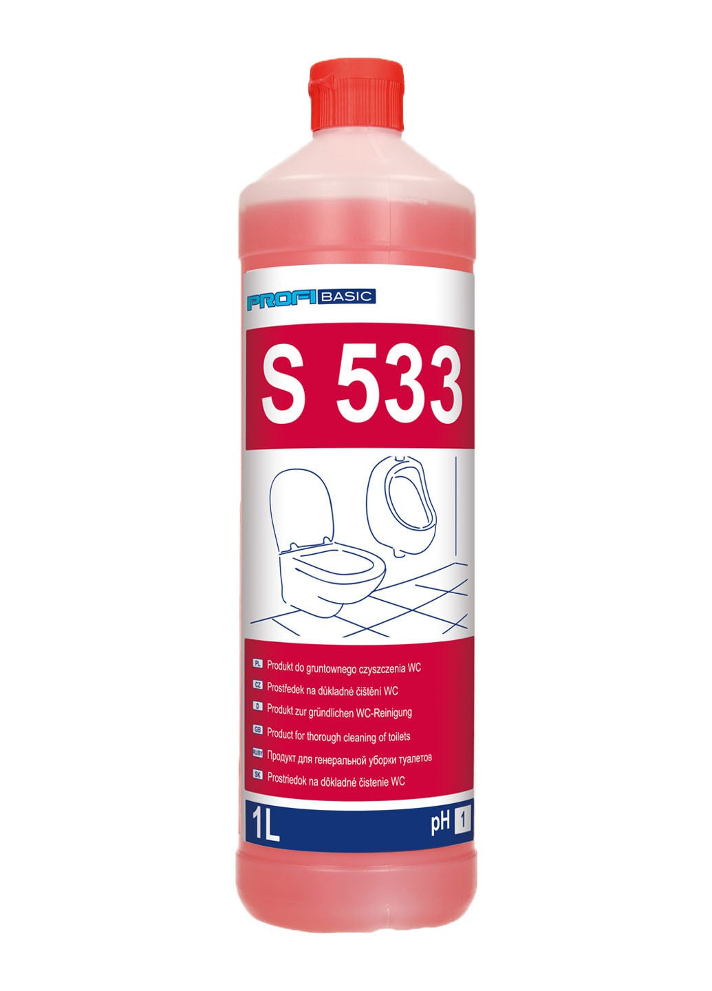 Професійний кислотний засіб Profibasic S533 для видалення іржі і вапняних відкладень на унітазах, пісуарах і біде S 533 1 Lakma (263433570)